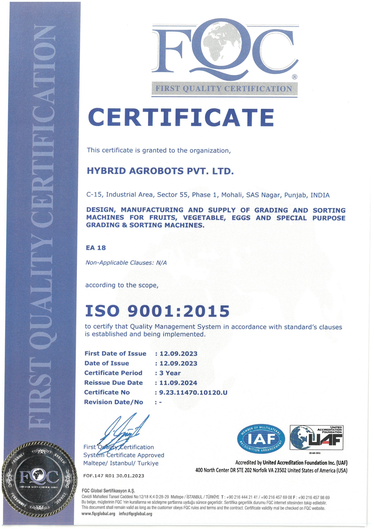 ISO certification